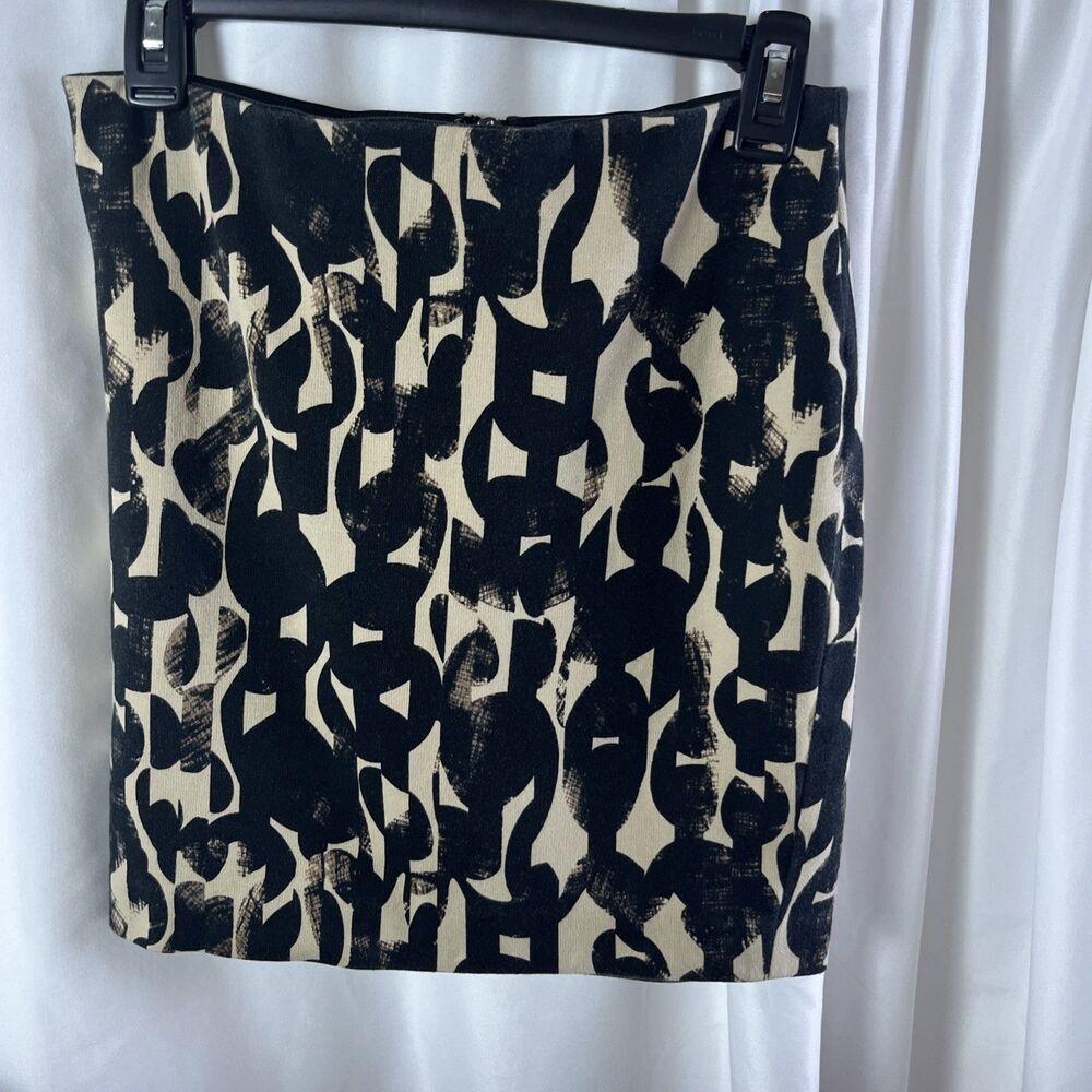 Ann Tylor Women’s Petite Geometric Pencil Shiort Skirt Size 2P Beige:black Chain
